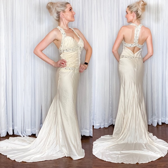 Custom Made Dresses & Skirts - Champagne Pageant Wedding Prom Dress with Train